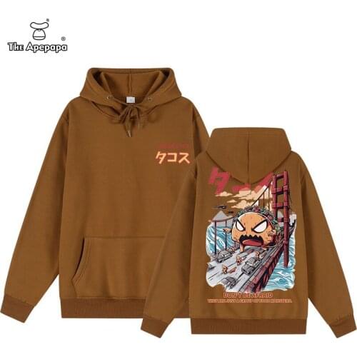 2021Men Hoodie Sweatshirt Harajuku Japanese Monster Attack Funny Hooded Pullover Streetwear HipHop Cartoon HOODY Fleeces Tops