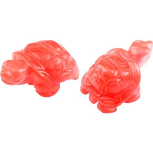 TUMBEELLUWA 1Pair Cherry Quartz Turtle Tortoise Pocket Statue Figurines Bookend Amulet Fengshui