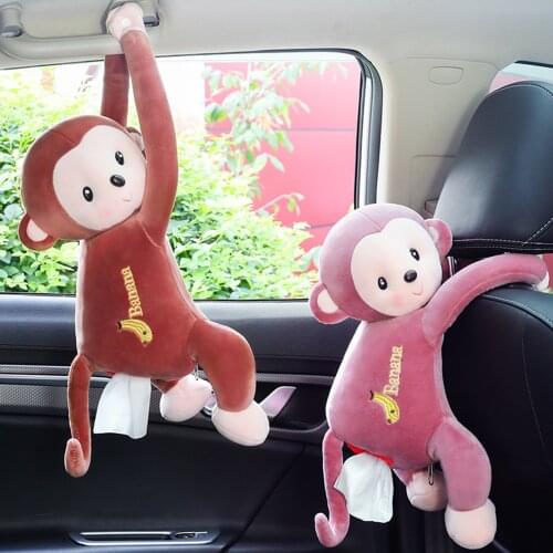Creative Animal Tissue Holder Car Seat Hanging Monkey Doll Paper Towel Case Box Organizer Practical Tissue Napkin Paper Box