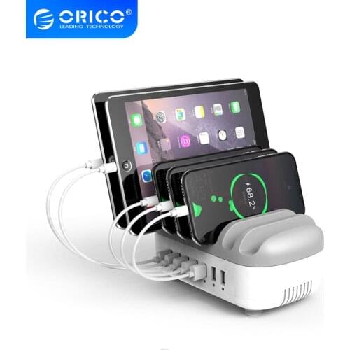 ORICO 7 Port USB Charging Station Dock with Holder for iphone Mobile Phone iPad Kindle Watch Power Bank Charger