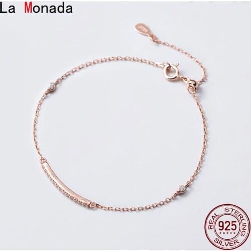 La Monada Arc Inlay Chain Bracelets For Women Silver 925 Sterling Jewelry Fine 925 Sterling Silver Womens Bracelet Female