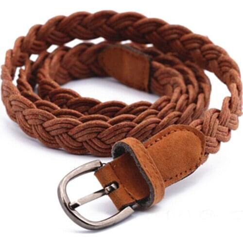 Women Elastic Cinch Belt Pin Buckle Woven Belt Casual Elastic Expandable Braided Stretch Belt