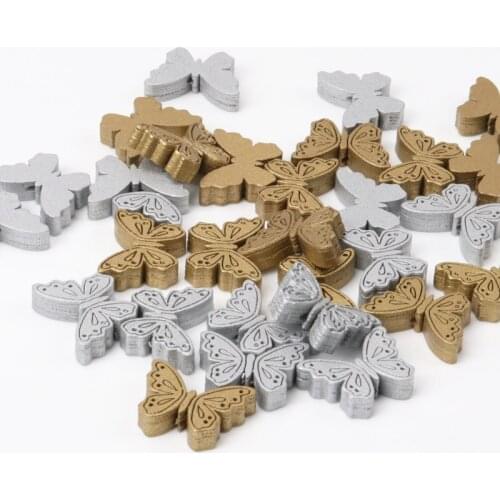 Gold and Silver Natural Butterfly Painted Wooden Spacer Beads For Jewelry making DIY 20mm 20pcs MT2002