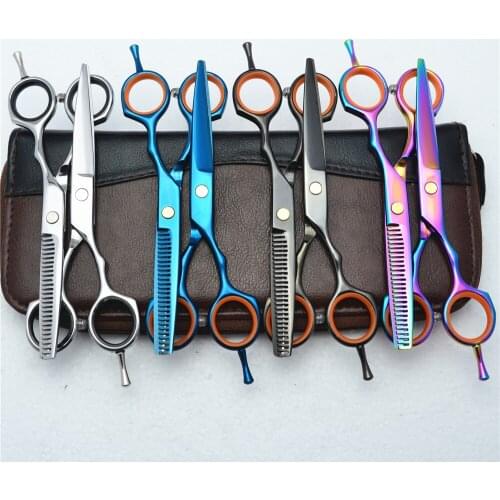 2PCS 5.5'' 16cm Customized Logo Professional Hair Scissors Hairdressing Cutting Shears Thinning Scissors Hair Styling Tool C1004