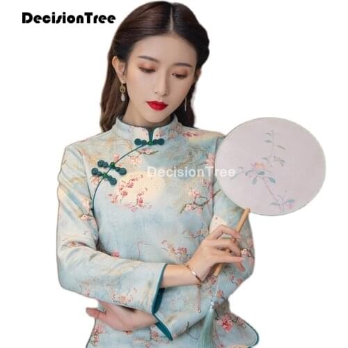 2021 cheongsam women blouse shirt chinese style elegant short sleeved shirt women tops chinese shirt qipao cheongsam blouse