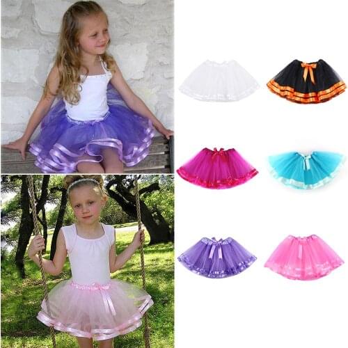 2021 Girls Ribbon Tutu Skirt Clothes Mini Pettiskirt Princess Dress Child Party Dance Rainbow Colorful Tulle Skirts 2-7T Girls