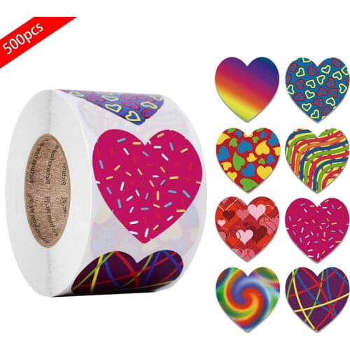 500pcs/roll Heart Shape Valentines Day Stickers Birthday Party Seal Labels Cute Stickers Box Tag Stickers Self-adhesive Label
