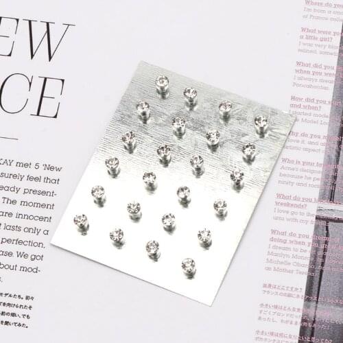 634D 12 Pairs Crystal Rhinestone Magnetic Clip Non Piercing Earrings Fashion Jewelry