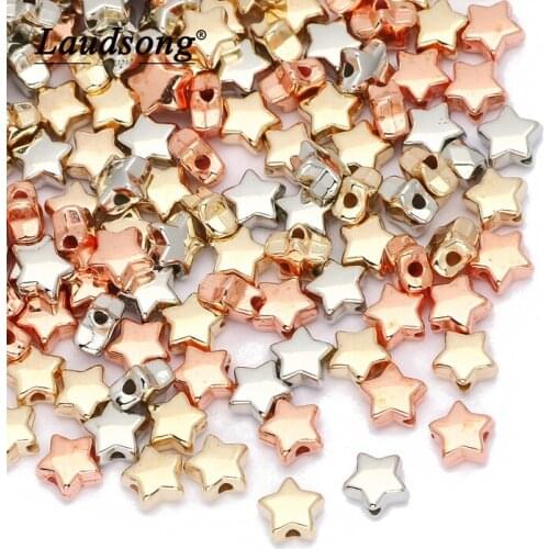 6x3mm 100-500Pcs/Lot Acrylic Plated CCB Star Loose Spacer Beads For Jewelry Making DIY Bracelets Necklaces Earrings Accessories
