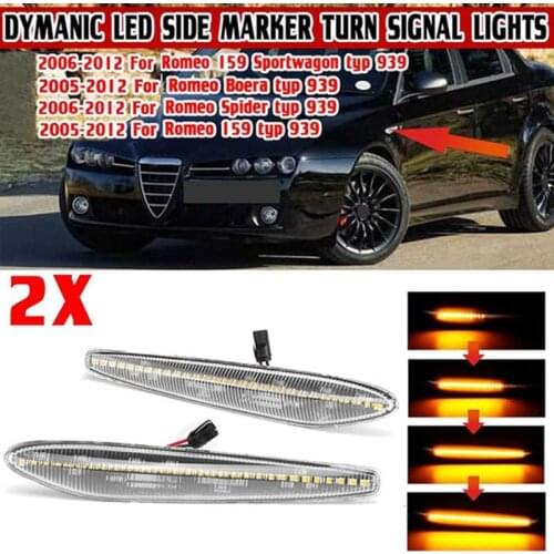 Car Dynamic Side Marker Light Turn Signal Blinker Indicator for Alfa Romeo 159 Typ 939 2005-2010 Boera Typ 939 2005