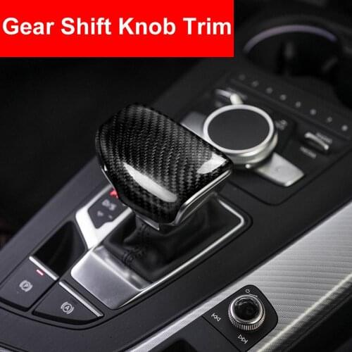 Car Styling Carbon Fiber Gear Shift Knob Cover Trim Sticker Shifter For Audi A4 B9 S4 R4S A5 F5 S5 RS5 Q5 FY Q7 4W 2016-2018