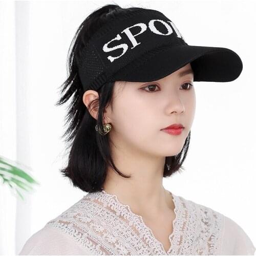 Hot Sale Summer Sports Empty Top Cotton Knitted Outing Cool Visor Sunshade Woman Ponytail Showing Beach Holiday Baseball Cap
