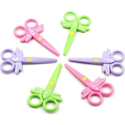 Safety plastic cartoon Dragonfly shape children safety paper-cut knife mini manual student cutting lace scissors