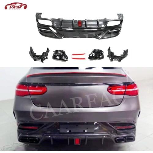 Carbon fiber Rear Bumper Diffuser Lip Spoiler with Exhaust Tip For Mercedes Benz GLE Class W292 GLE350 GLE63 AMG Coupe 2016-2019