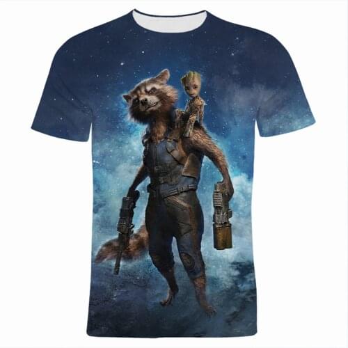 Rocket Racoon 3D Print Men T Shirt Summer Short Sleeve Marvel Boy Girl Kids Tee Shirts Fashion Streetwear Women Clothes