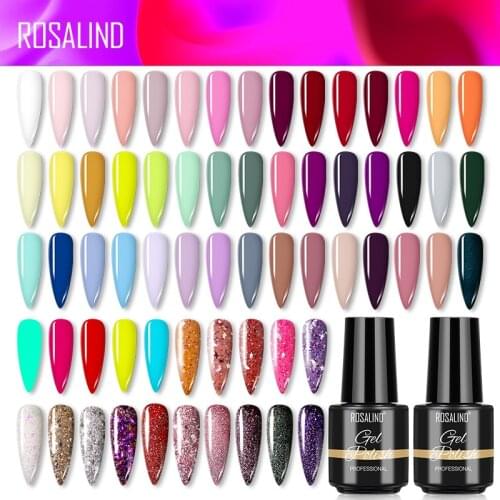 Rosalind Hybrid Varnishes Gel Nail Polish Neon Glitter Shiny Gel All For Manicure Nail Art Design Base Top Coat UV Gel Polish