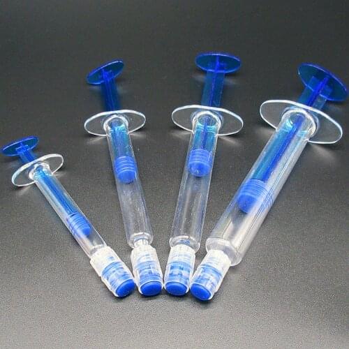 Hot sale product airless cosmetic bottle 1ml injection syringe shape package for hyaluronic acid,empty syringe 100pcs/lot