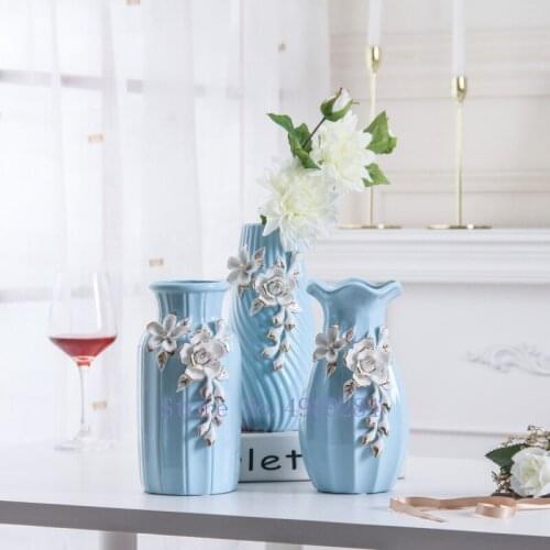 Ceramic Vase Flower Relief Handmade Retro Modern Home Flower Arrangement Handicraft Furnishings Wedding Decoration Accessories