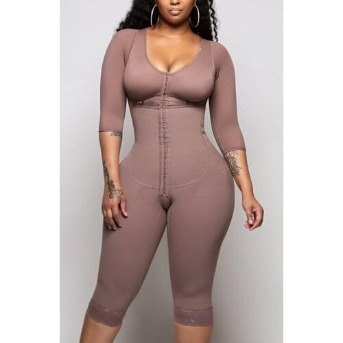 Solid Color Shapewear New Breasted One Piece Shapewear High Compression Faja Bra Waist Trainer 2020