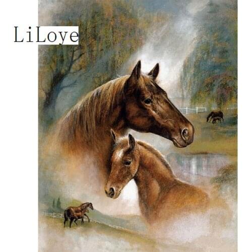 LI LOYE 5D Needlework Full DIY Diamond Painting horse Rhinestone Full Pattern Paintings Gift Decor Square Drill Embroidery FZ53