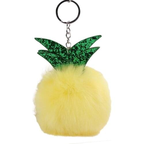 Cute Unisex Fur Pineapple Pendant Keychain Keyring Bag Hanging Decor Green Sequined Keychain Gift