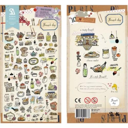 Cartoon Brunch Day Stickers Decoration Diary Stickers DIY Album Mobile Phone Scrapbooking PVC Stationery Stickers