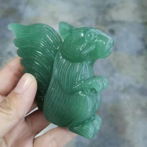Natural Green Aventurine squirrel Figurine Gemstone Handmade Animal Table Ornament