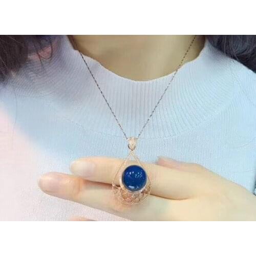 New style classic blue amber pendant for necklace with silver 2
