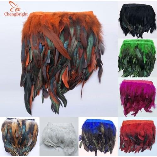 Wholesale Perfect 1 Yards High Quality Natural Turkey Feathers Ribbon 6-7inch/15-18cm Clothing Accessories Stage Performance