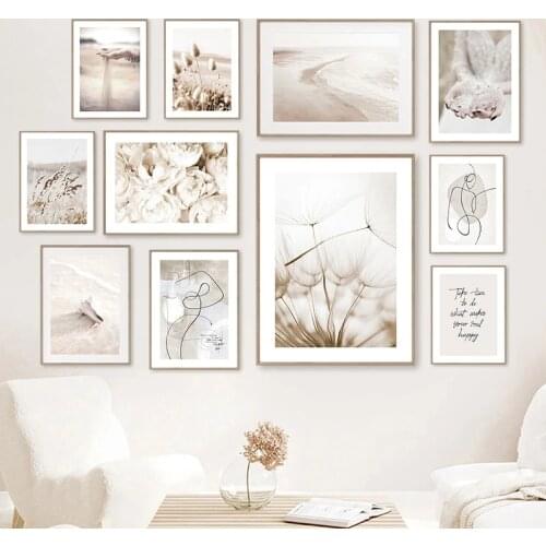 Landscape Canvas Prints Line Wall Posters Wheat Art Print Hand Sand Painting Conch Poster Nordic Wall Picture Bedroom Decoration