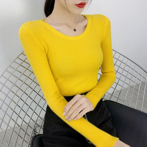 Casual autumn winter women sweater pullovers long sleeve o-neck chic Sweater Female Slim knit top soft jumper tops