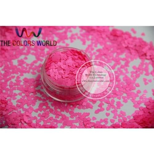Solvent resistant - Neon Pink Color heart-shaped Glitter Spangles for Nail Polish and Other DIY decoration 1Pack =50g