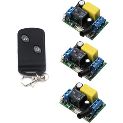 AC220V Wirelesss 1CH 10A Relay RF Remote Control Switch Remote Power Switch 3 Receiver + 2 Buttons Transmitter ; 315/433Mhz