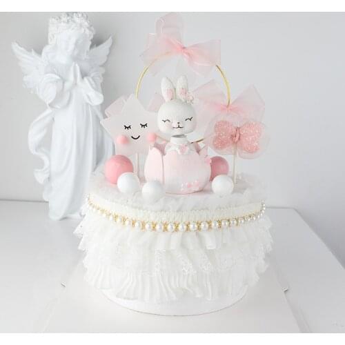 Pink Bow Wedding Cake Topper Gold Metal Happy Birthday Cupcake Topper For Anniversary Kids Girls Birthday Party Cake Decorations