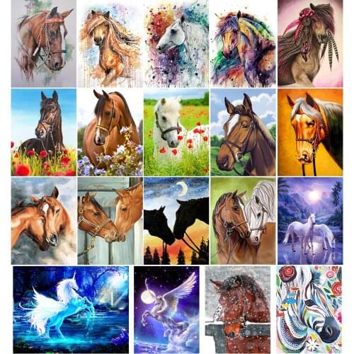 DIY diamante pintura punto de cruz animal mosaico 5D color caballo diamante bordado completo rhinestone imagen decoración del ho