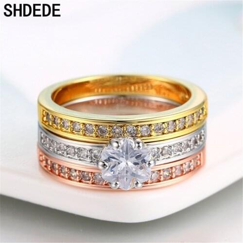SHDEDE CZ Crystal from Swarovski Engagement Rings For Women Fashion Promise Jewelry Anniversary Gift Casual Accessories *+LYR107
