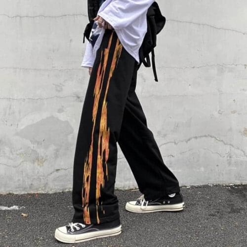 Harajuku Style Pants Women Pant Men Super Hot Personality Street Tie-dye Print Straight Through Loose Casual Wide-leg Autumn