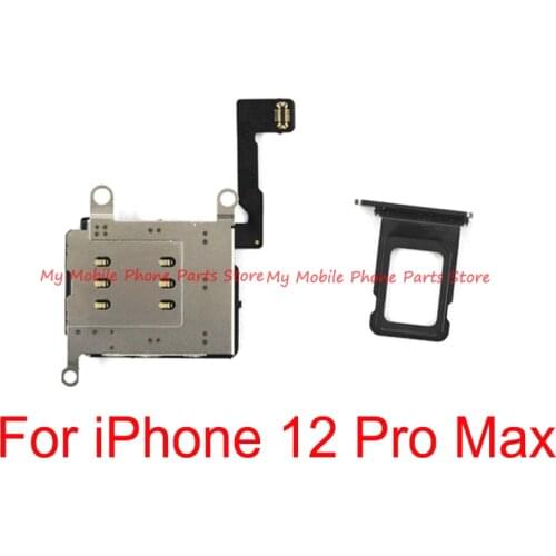 Dual Sim Card Reader Socket Slot Flex Cable + Daul Sim Card Tray Holder For iPhone 12 Pro Max 12pro Max 12promax Repair Parts