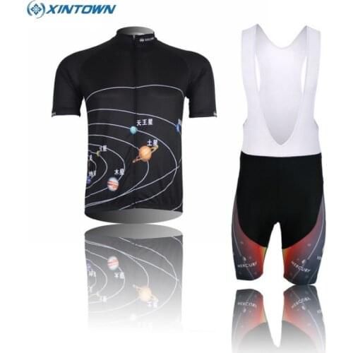XINTOWN Team Mens Cycling Jersey Ropa Ciclismo Bike Bicycle Outdoor Sports Wear Shirt Short Sleeves Tops Bib Shorts Sets Black