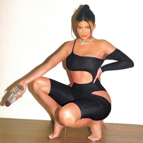 Sexy mousse Womens Rompers Europe and the United States casual sling Strapless Womens Sexy Hollow Slim Fit Nail Bodysuit sloth