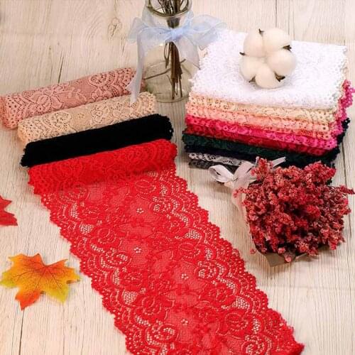 1meters 15cm Colored Elastic Lace Trims Fashion Lace Fabric Embroidery Flower for DIY Sewing Clothing Decorative Lace Ribbon