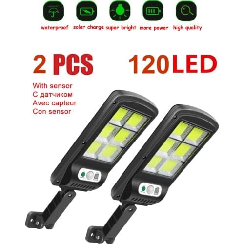 2pcs tabular oblong 100 LED Solar Power Wall Light Motion Sensor Outdoor solar Street Lamps IP65 Waterproof Garden Outdoors Lamp