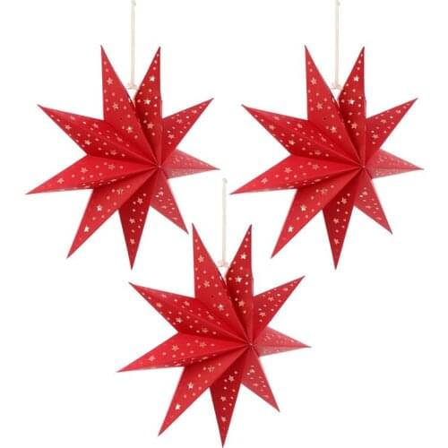 3pcs Christmas Paper Star Hanging Lampshades Lantern Lamp Covers Decorations