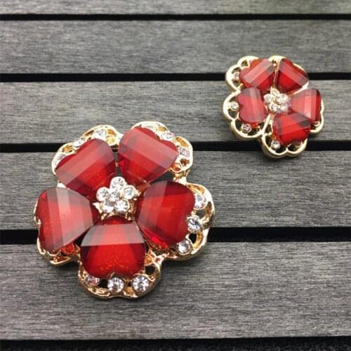 4Pcs/lot Diameter 25/35MM high-grade large red rhinestone clothing clothes button cashmere mink coat button decoration C005