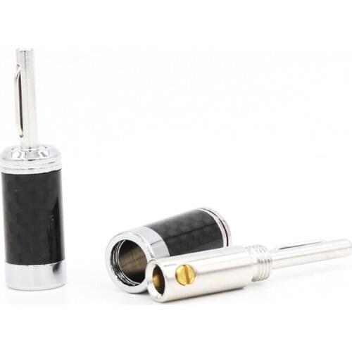 4pcs Brand New carbon fiber rhodium plated banana plug for DIY Speaker cable