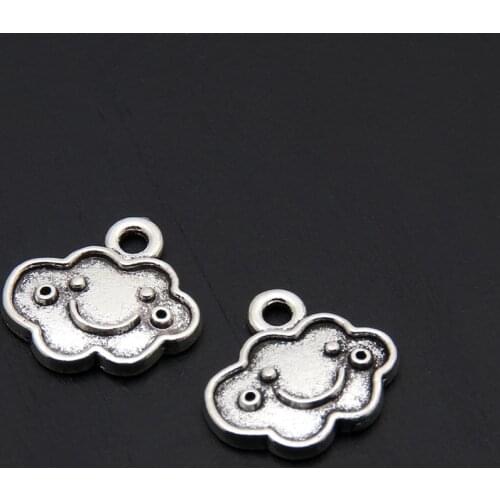 50pcs Silver Color Cute Smiling Clouds Charms Sky Nature Pendant Jewelry Making DIY Handmade Craft Accessories Wholesale A3408