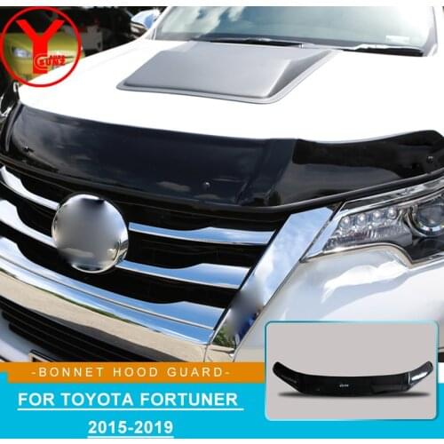 ABS Black Front Bug Shield Hood Car Parts Auto Accessories Bonnet Hood Guard For Toyota Fortuner 2018 2016 2017 2019 YCSUNZ