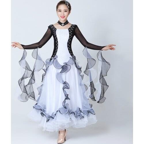 White Standard Ballroom Dress Woman Ballroom Dance Competition Dresses Standard Waltz Foxtrot Modern Dance Dress Tango Dress