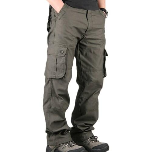 Mens Cargo Pants Mens Casual Multi Pockets Military Large size 44 Tactical Pants Men Outwear Army Straight slacks Long Trousers