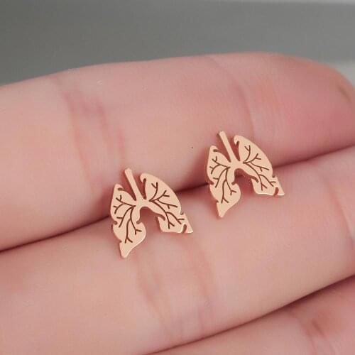 CHENGXUN Body Part Lungs Stud Earrings Women Girls Personality Earrings Stainless Steel Jewelry Punk Accessory Doctor Individua
